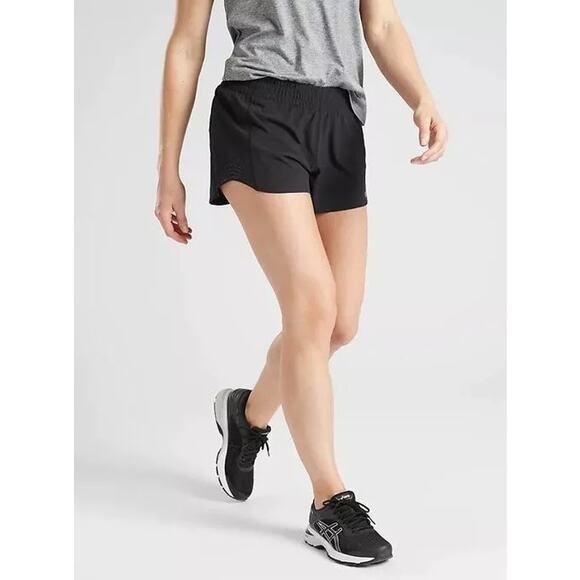 Athleta Women's UPF 50 Hustle 3" Shorts Activewear Elastic Waist Black Size M